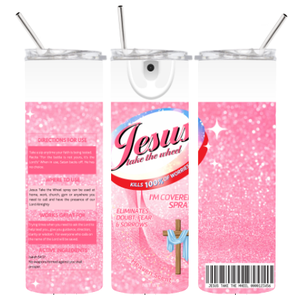 20oz. Skinny Tumbler - Jesus take the wheel (Oval)