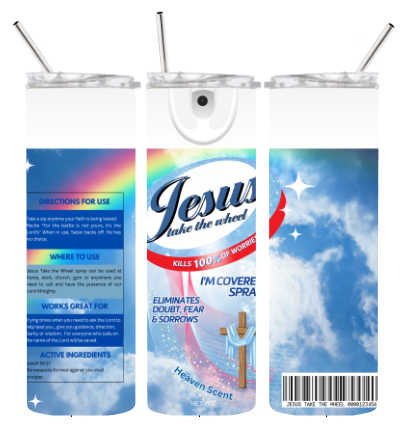 20oz. Skinny Tumbler - Jesus take the wheel (Oval)
