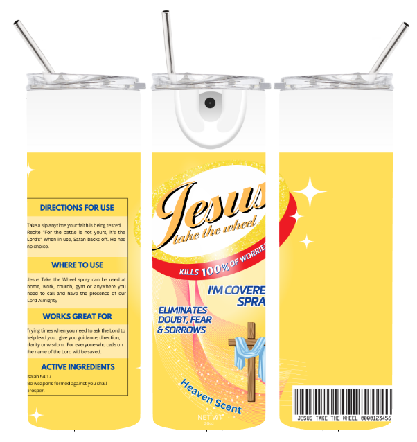 20oz. Skinny Tumbler - Jesus take the wheel (Oval)