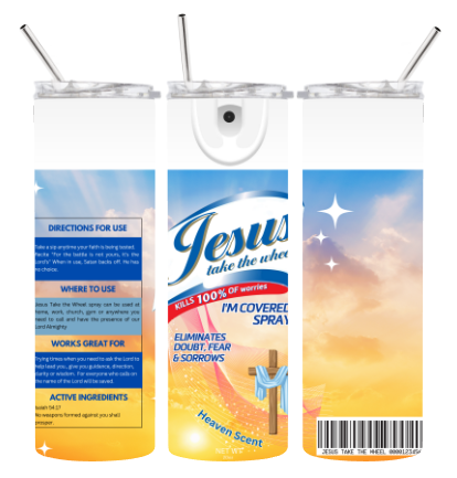 20oz. Skinny Tumbler - Jesus take the wheel (Rectangle)