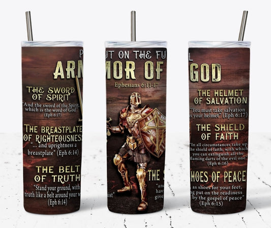 20oz. Skinny Tumbler -Armor of God
