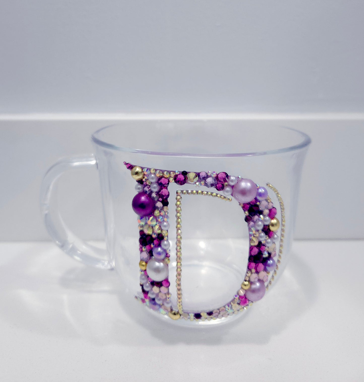 Blinged Initial Glass Mug