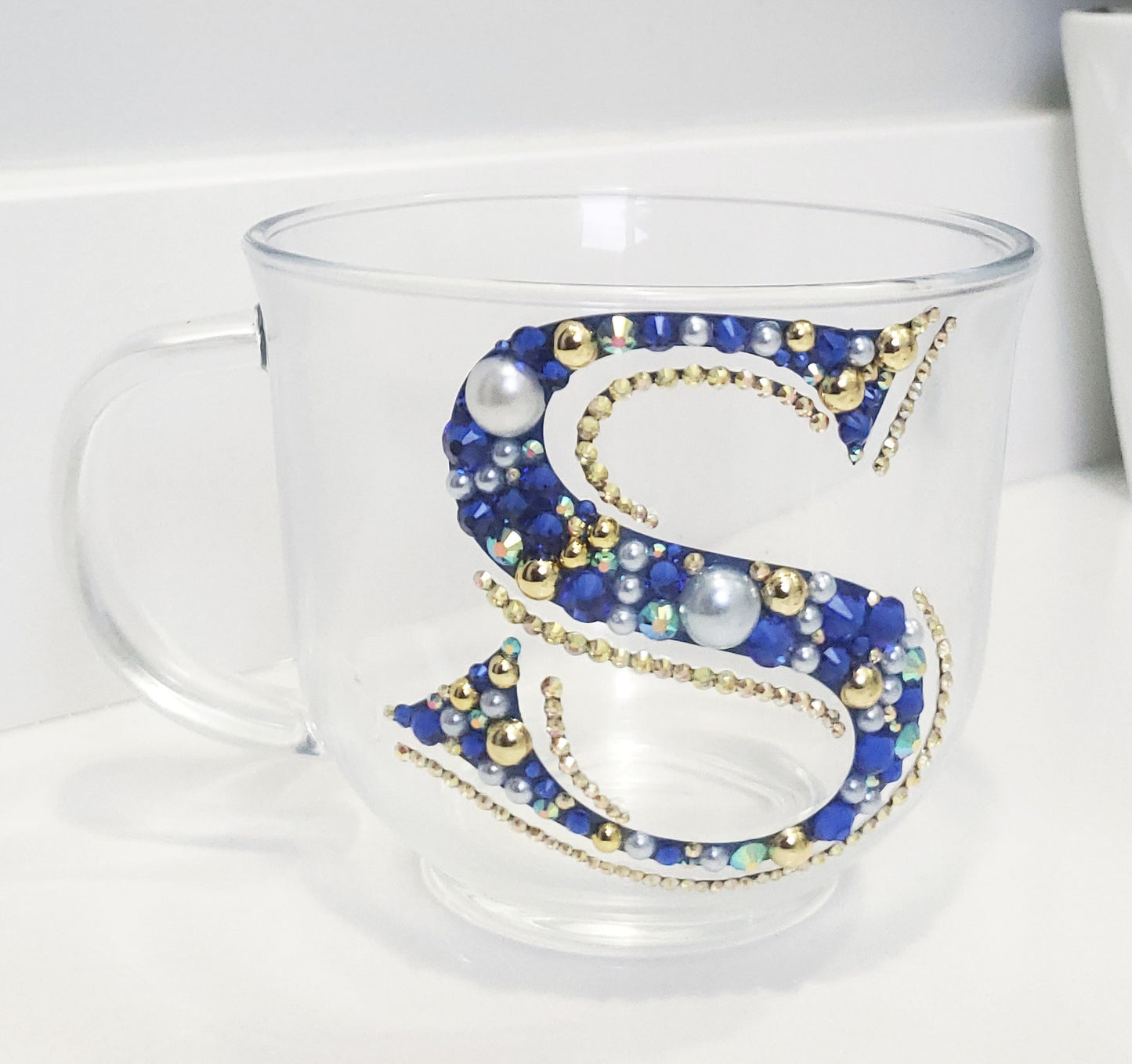 Blinged Initial Glass Mug