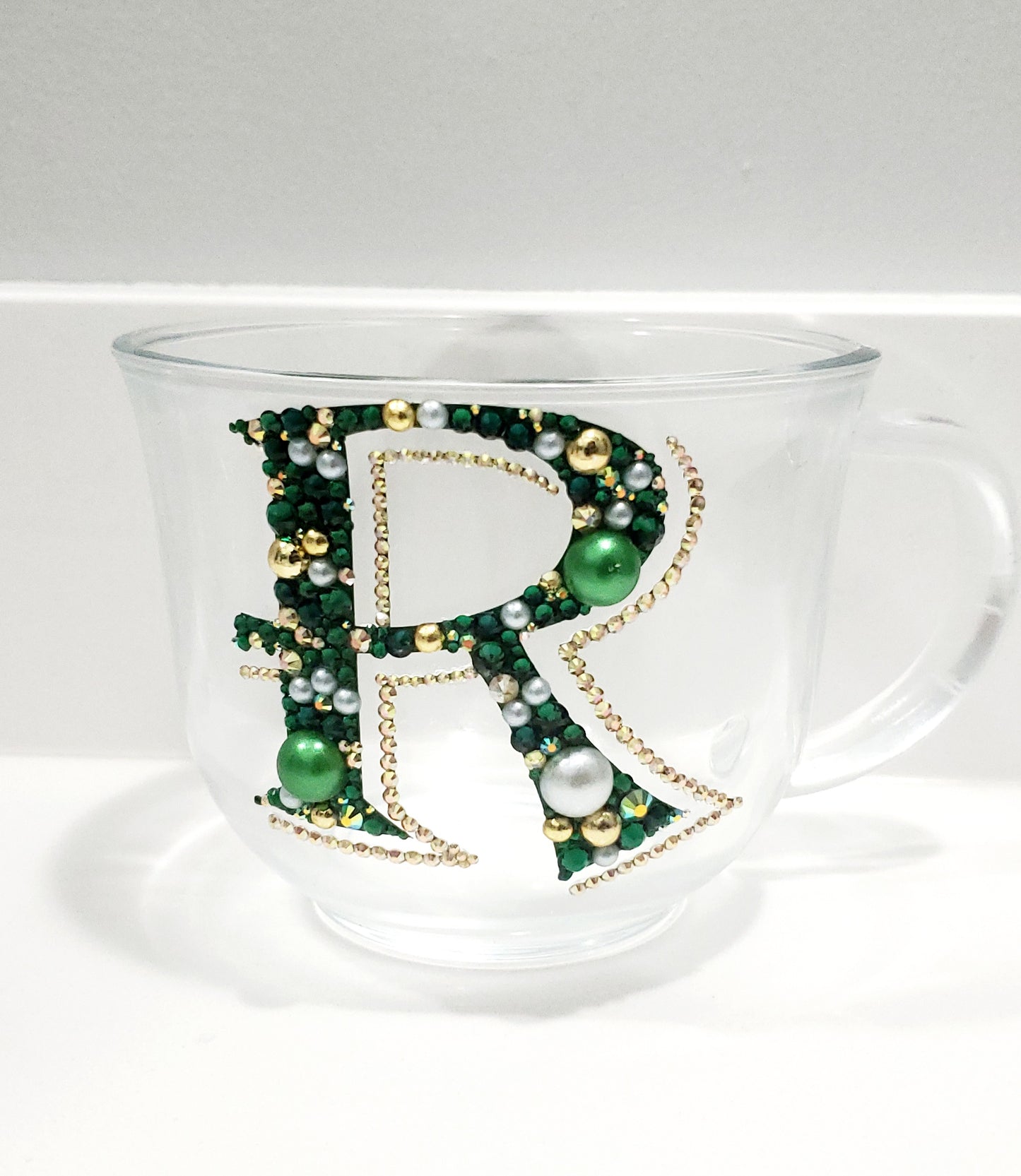Blinged Initial Glass Mug