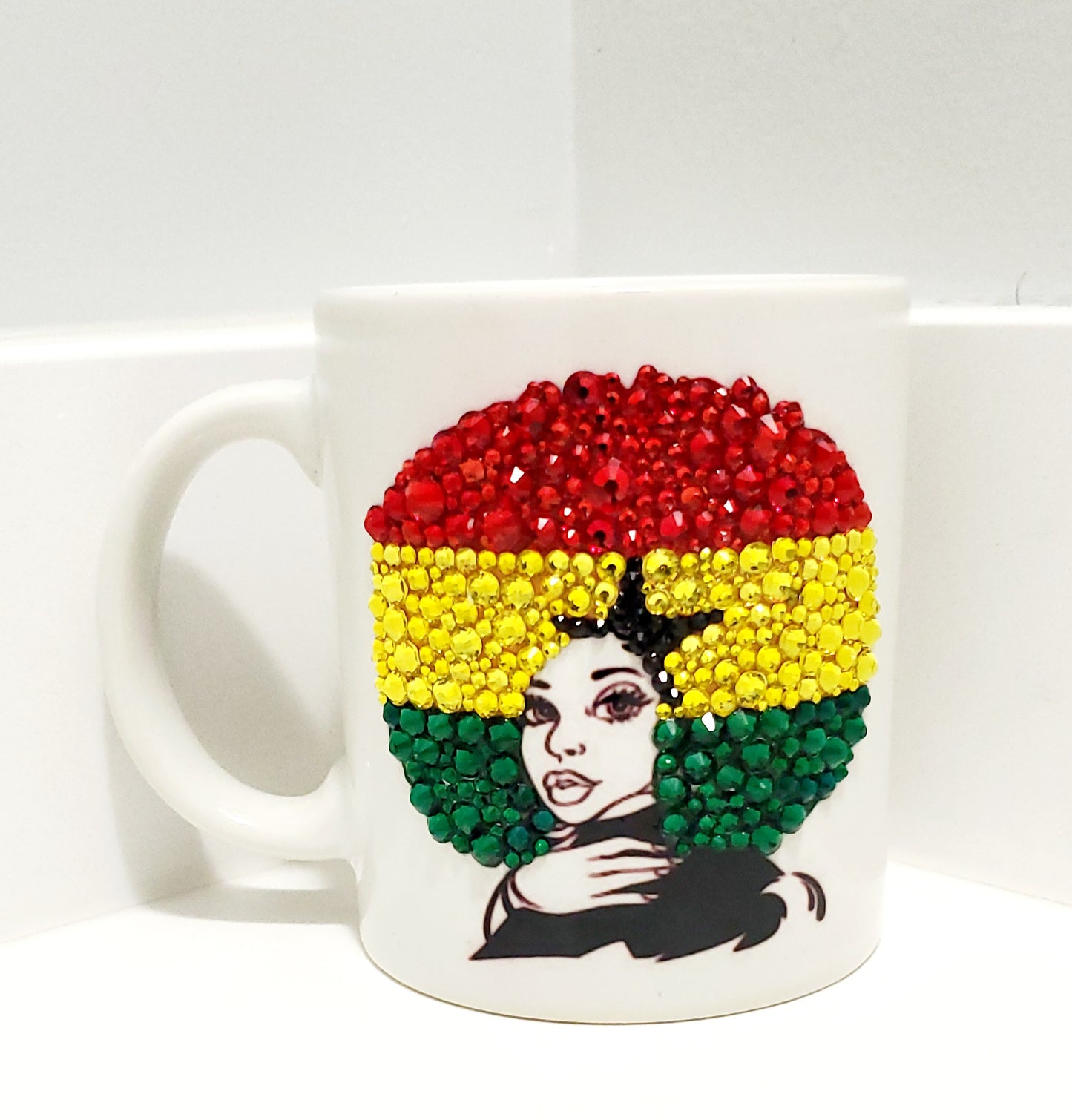 Blinged afro country flag mug