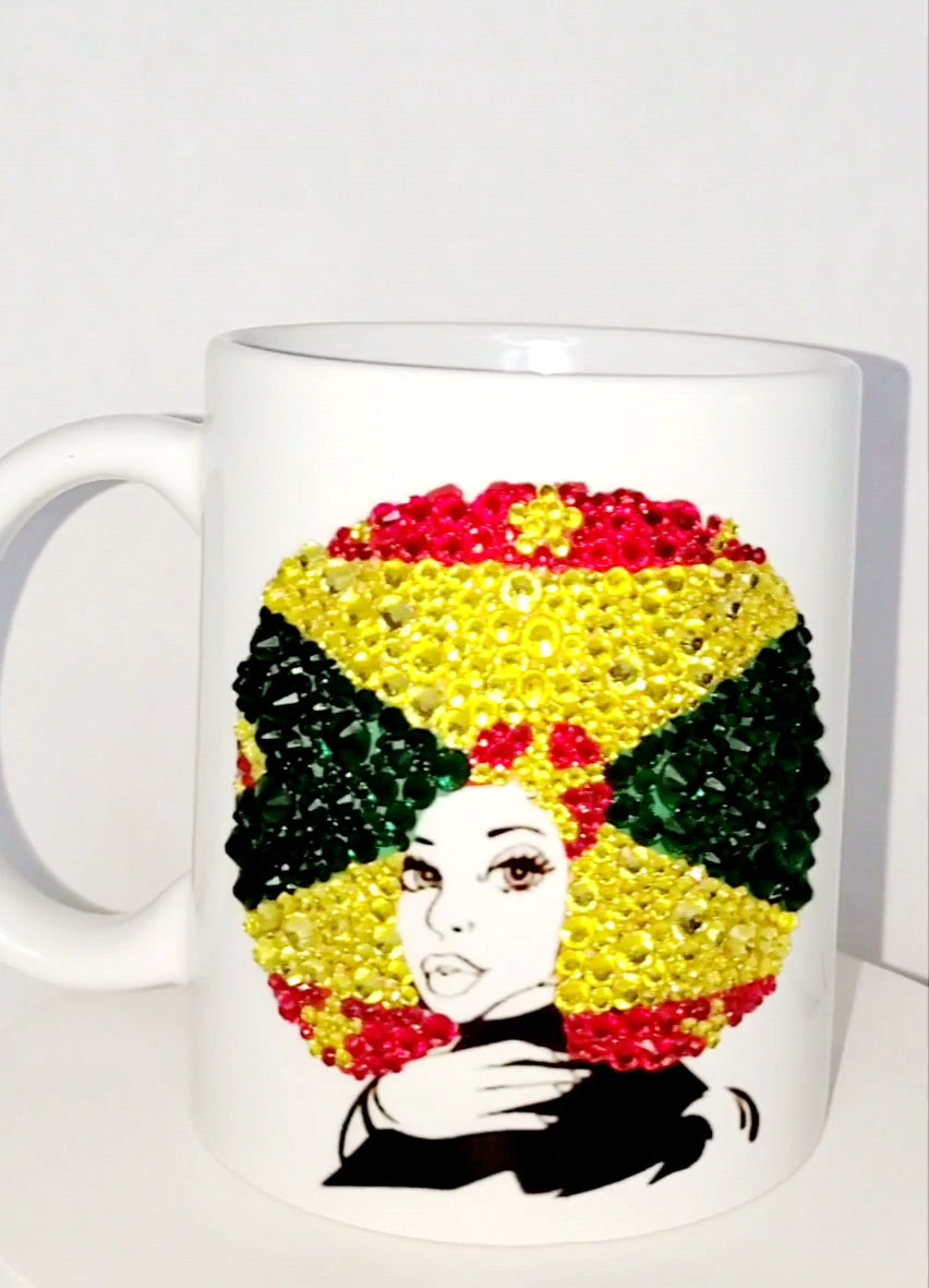 Blinged afro country flag mug