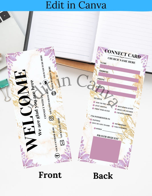 Canva Template - Editable Church Connect Card (Dusty Rose)