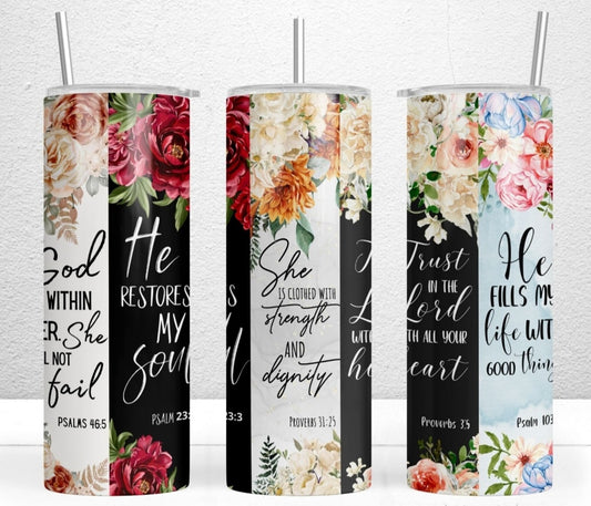 20oz. Skinny Tumbler - Bible verses