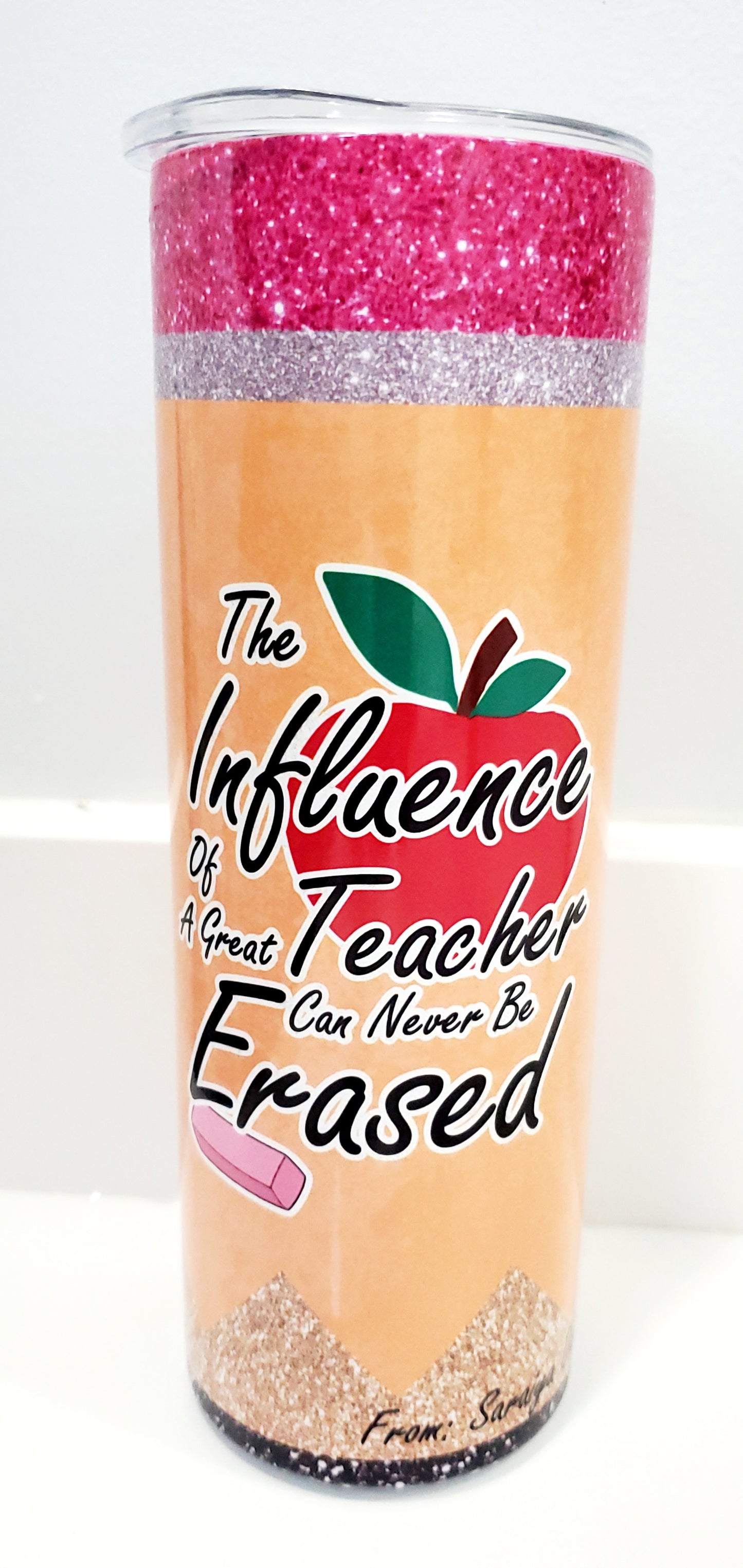 20 oz Skinny tumbler - Pencil influence of a great teacher