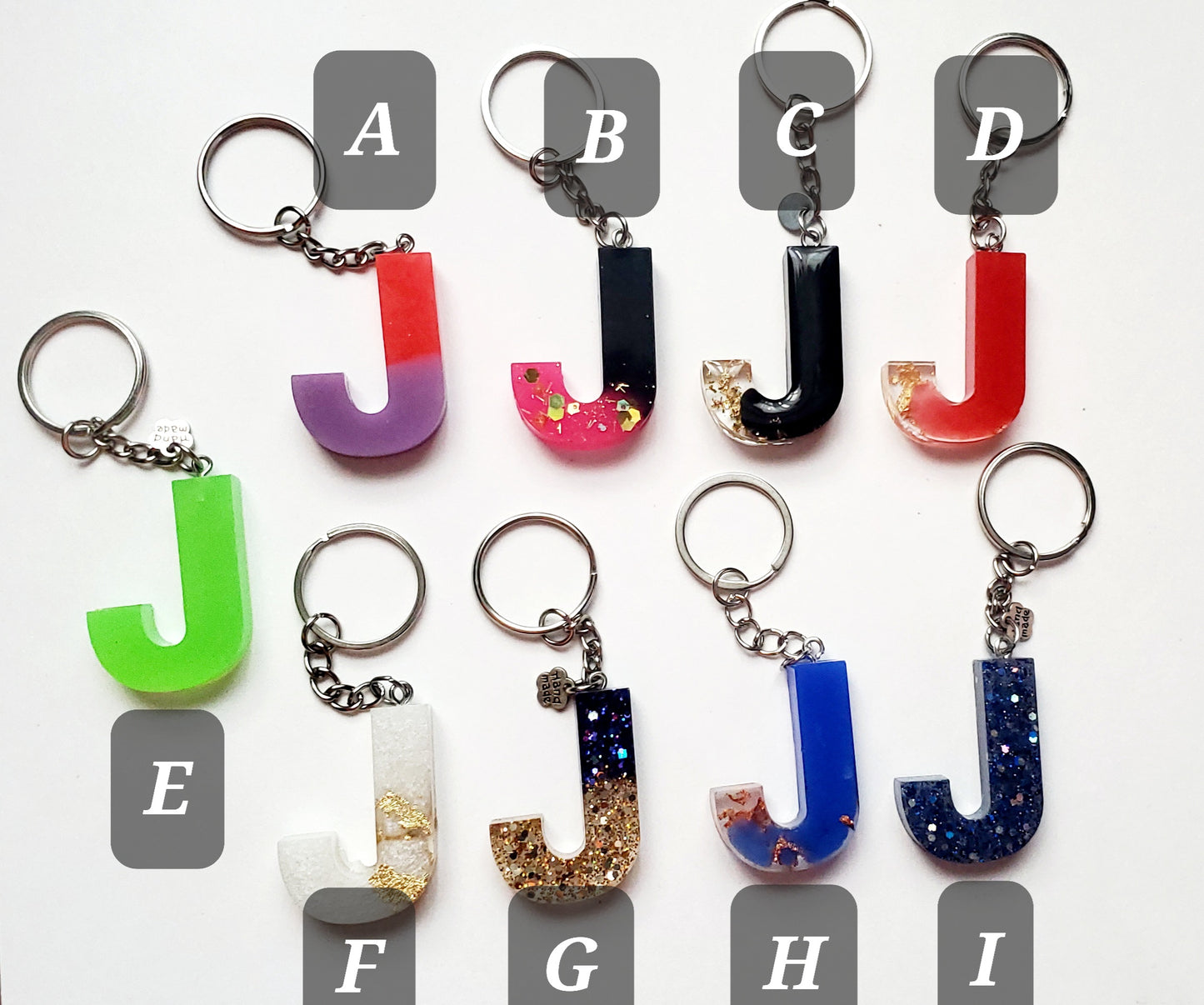 Ready to ship - J Letter keychains