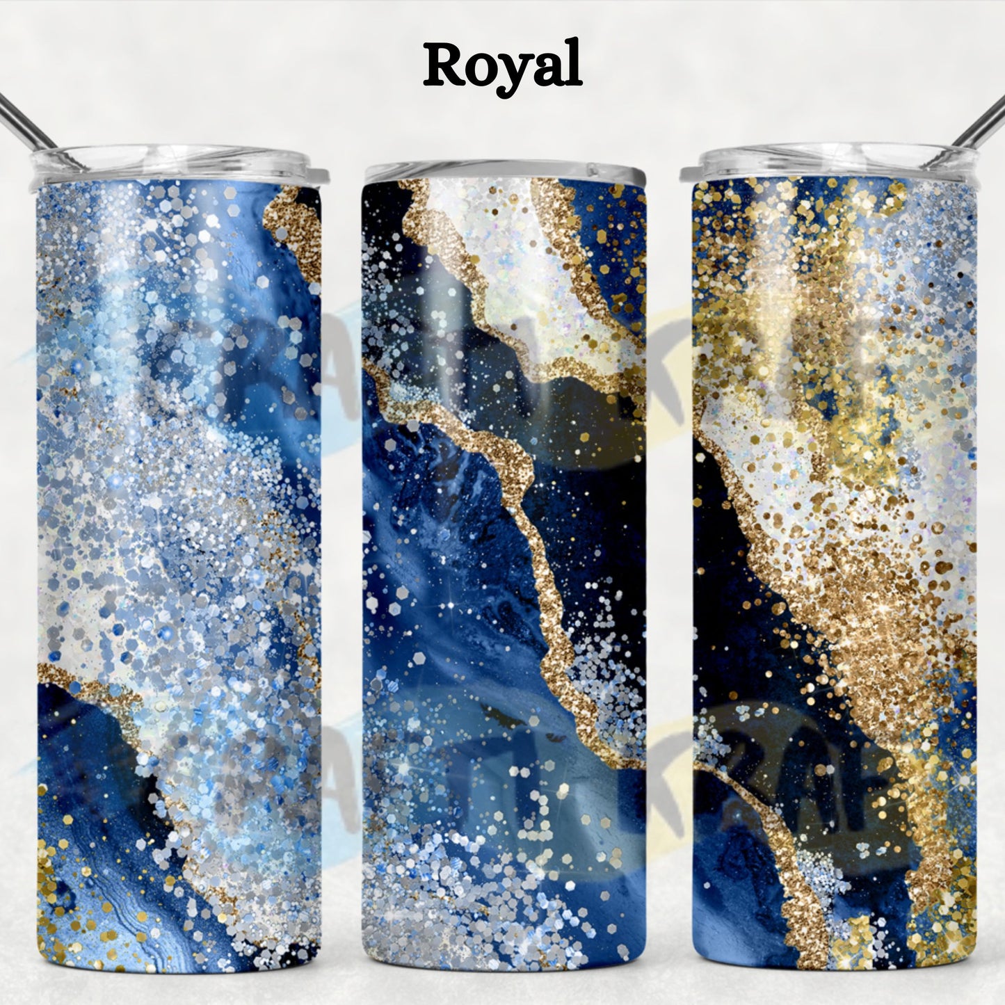 20oz Skinny Tumbler - Faux glitter Agate look