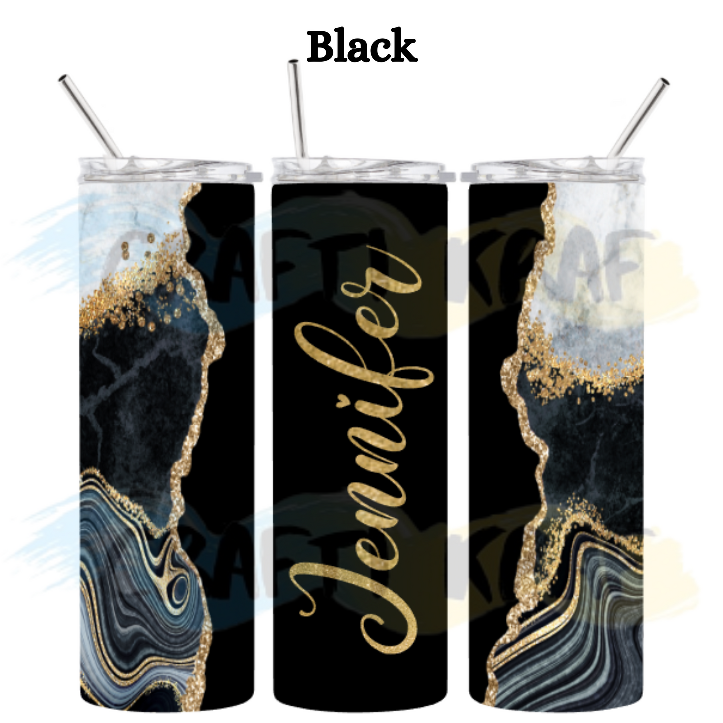 20oz Skinny Tumbler - Faux glitter Agate look