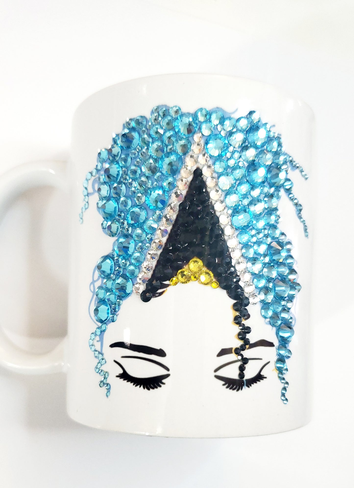Blinged messy bun country flag mug
