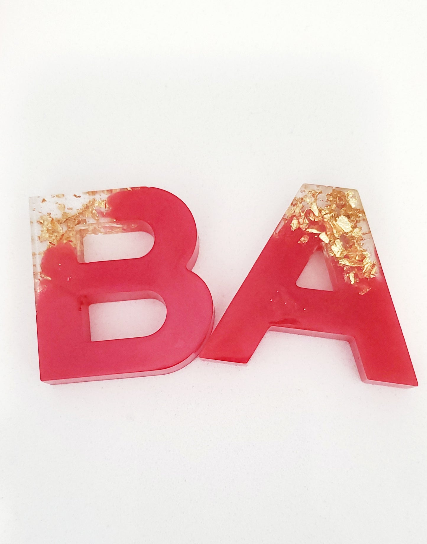 Letter Initial keychain Red/gold foil