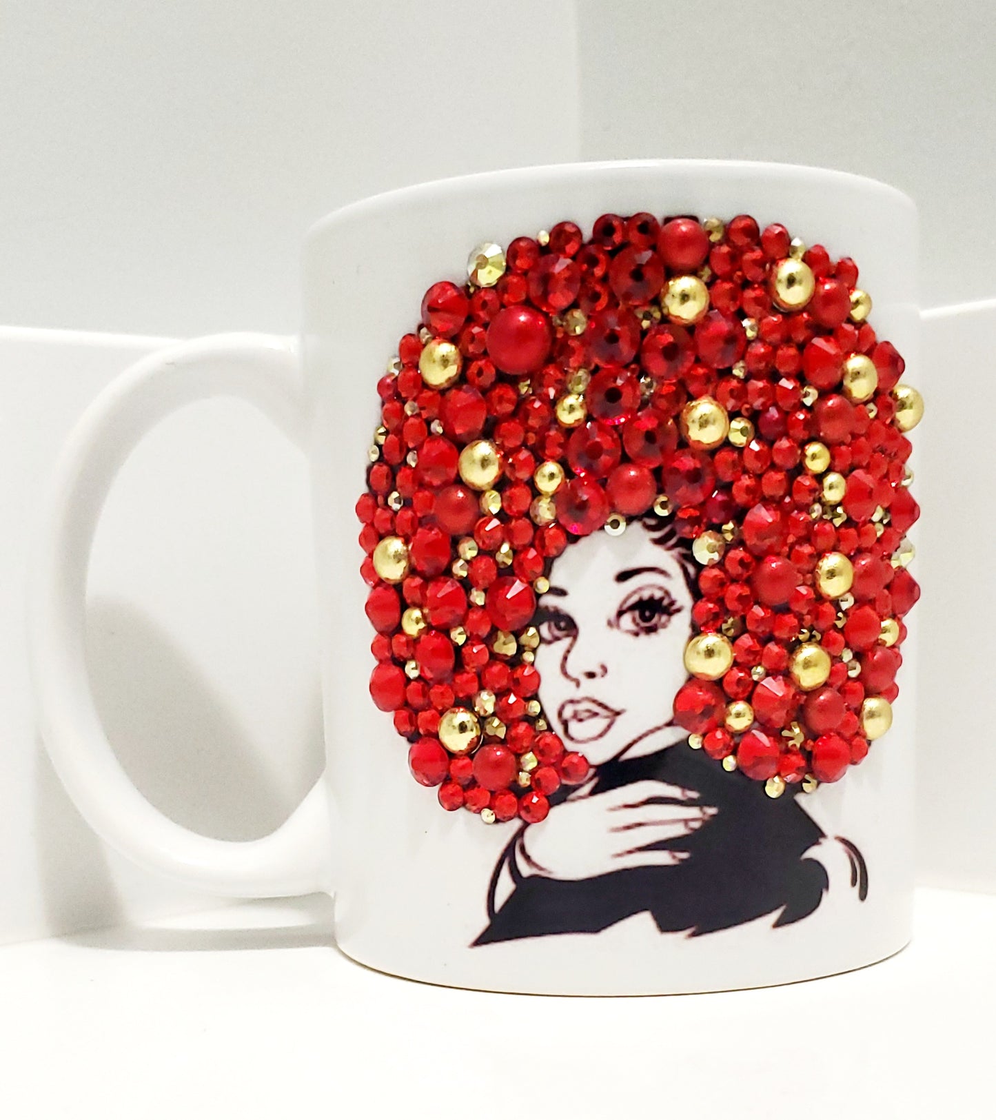 Blinged afro mug