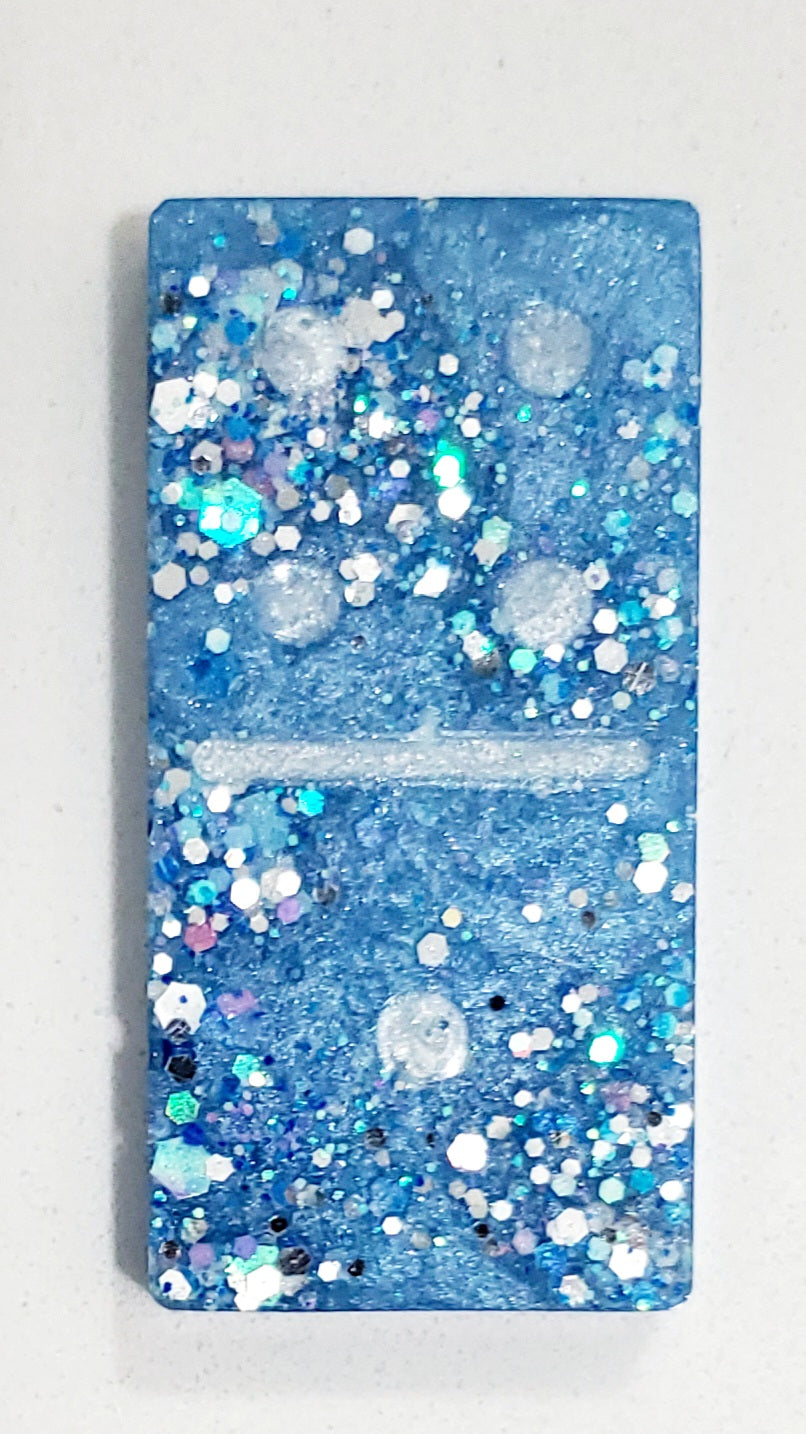 Professional Dominoes Set light blue/glitter