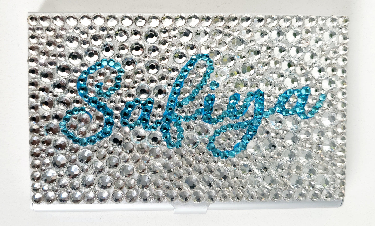Blinged personalized business card holder