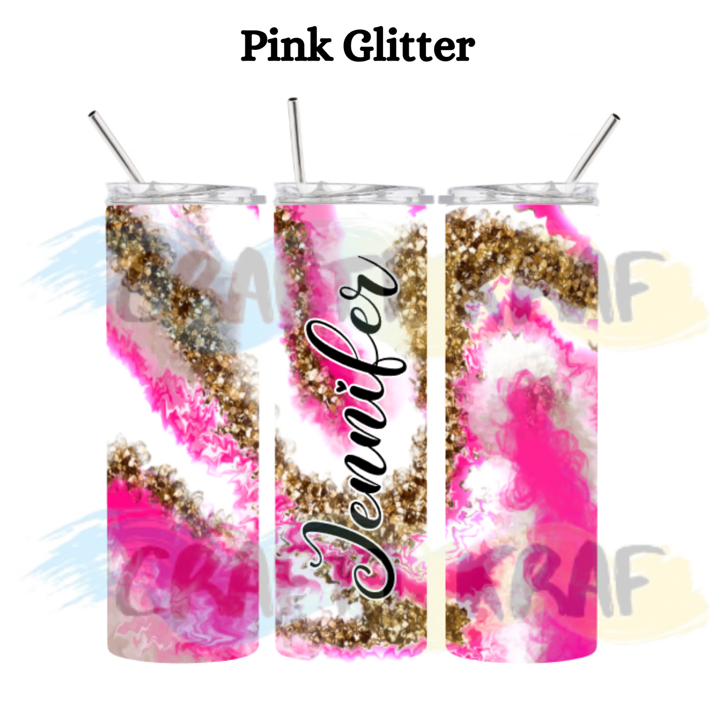 20oz. Skinny Tumbler - Various Glitter Geode