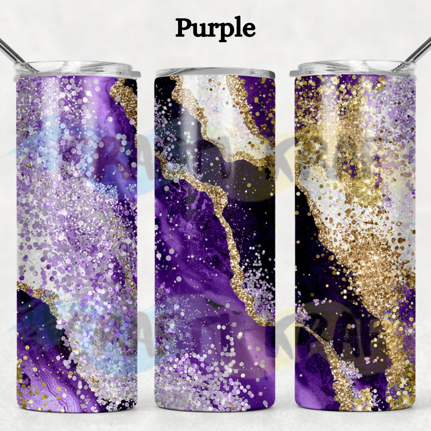 20oz Skinny Tumbler - Faux glitter Agate look