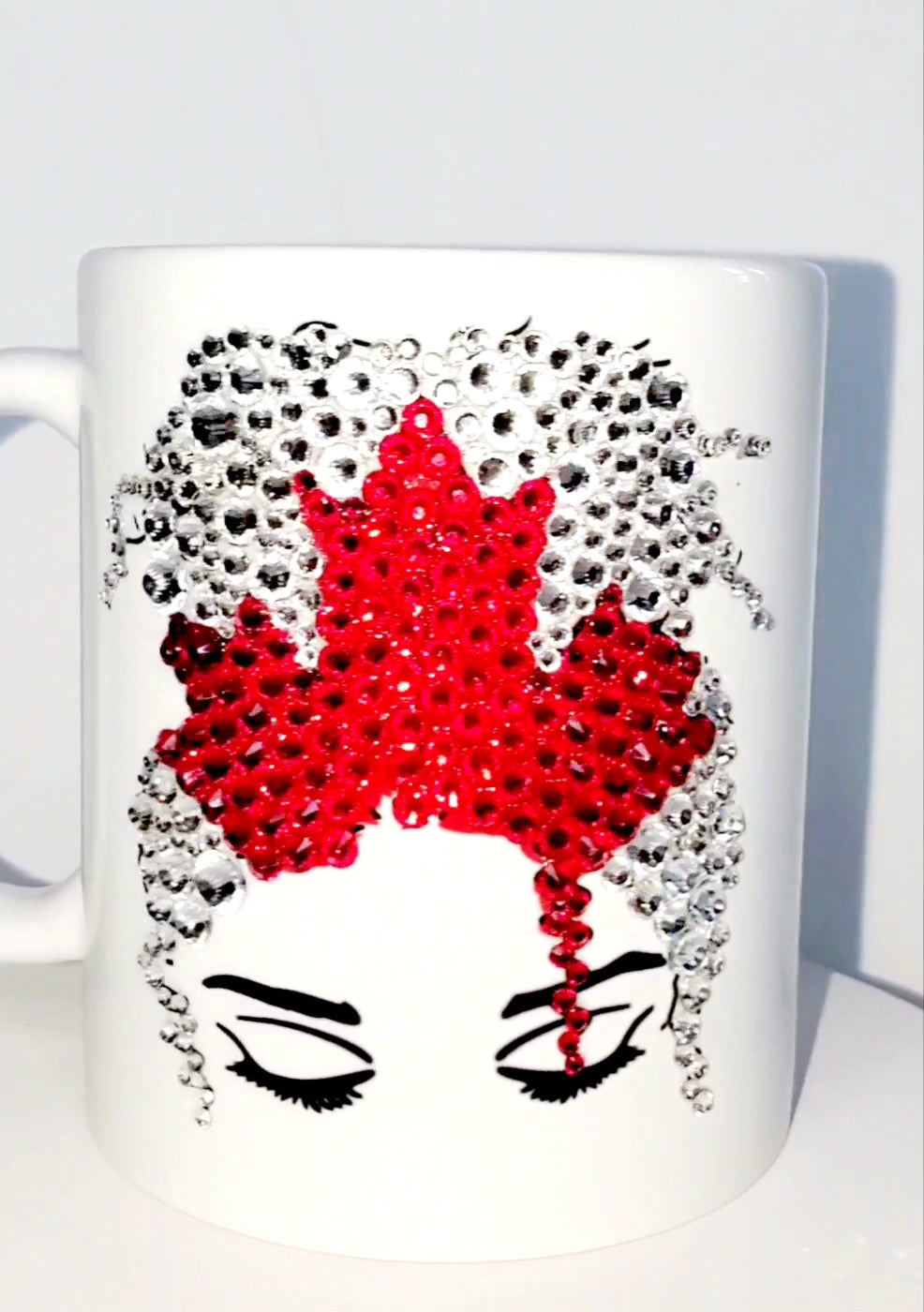 Blinged messy bun country flag mug