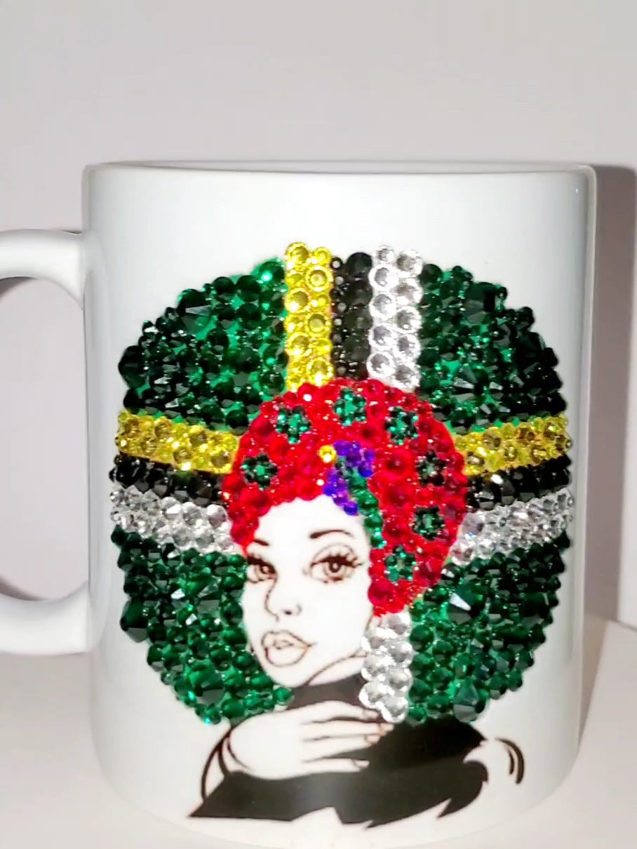 Blinged afro country flag mug