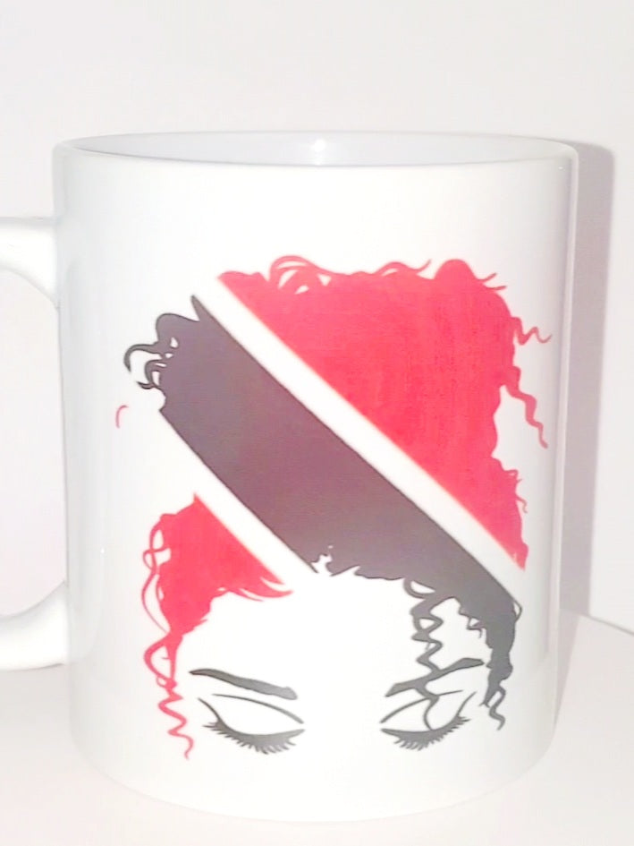 Messy bun country flag mug